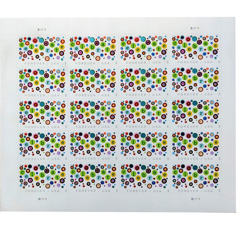 Let's Celebrate! Sheet of 20 Forever First Class Postage Stamps Weddings Birthday, Anniversary, Holiday, Engagement, New Job, Retirement Parties (Sheet of 20)